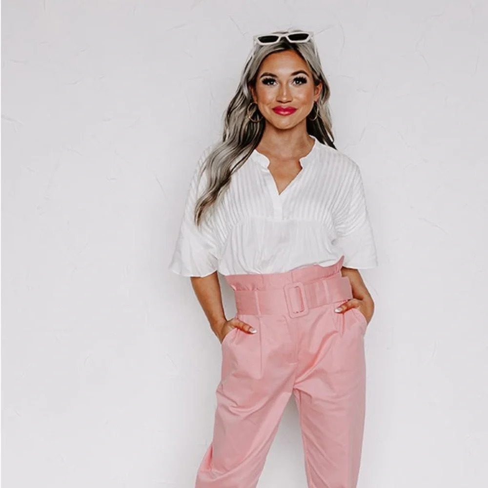 Women’s White Blouse Top Loose Fit Flowy Short Sleeve Basic Everyday Casual - Picture 5 of 11